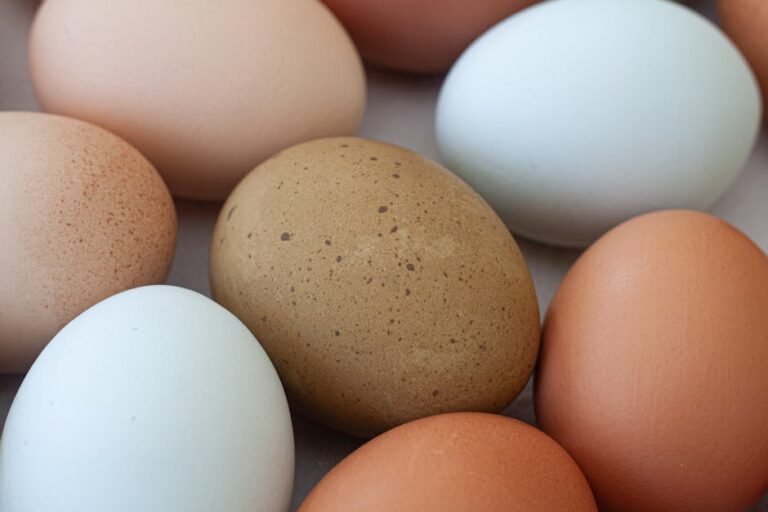 A variety of colorful farm fresh eggs in a close-up shot, showcasing diversity and natural beauty.